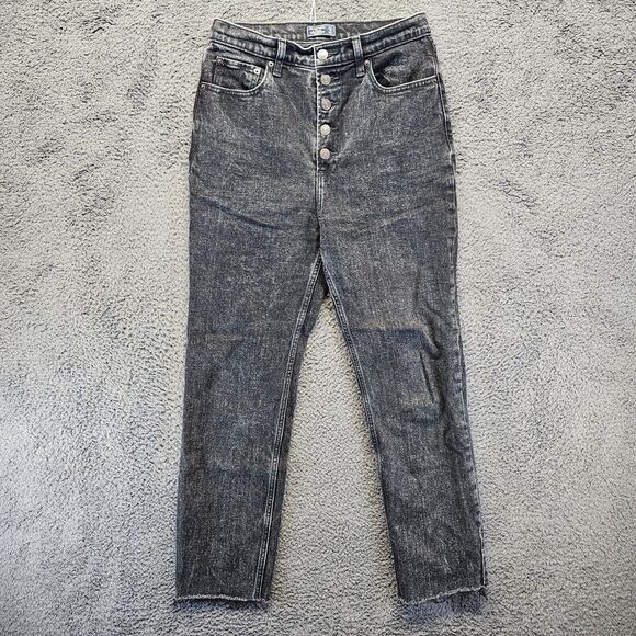 Abercrombie & Fitch Jeans Womens 27/4 Black Ultra High Rise Straight Button Fly - Picture 1 of 9